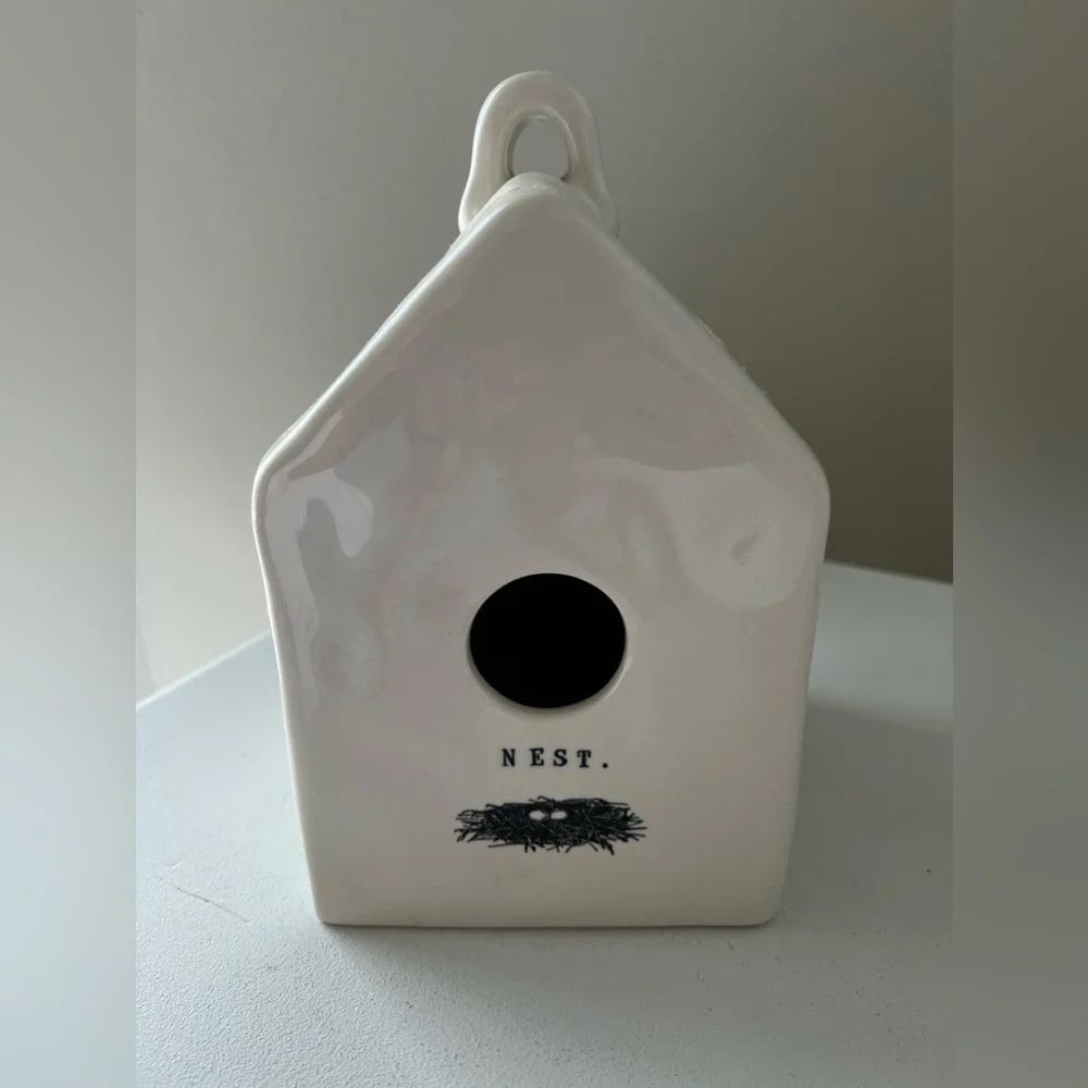 Rae Dunn Nest Square Birdhouse Four Sided Ceramic Artisan Collection By Magenta